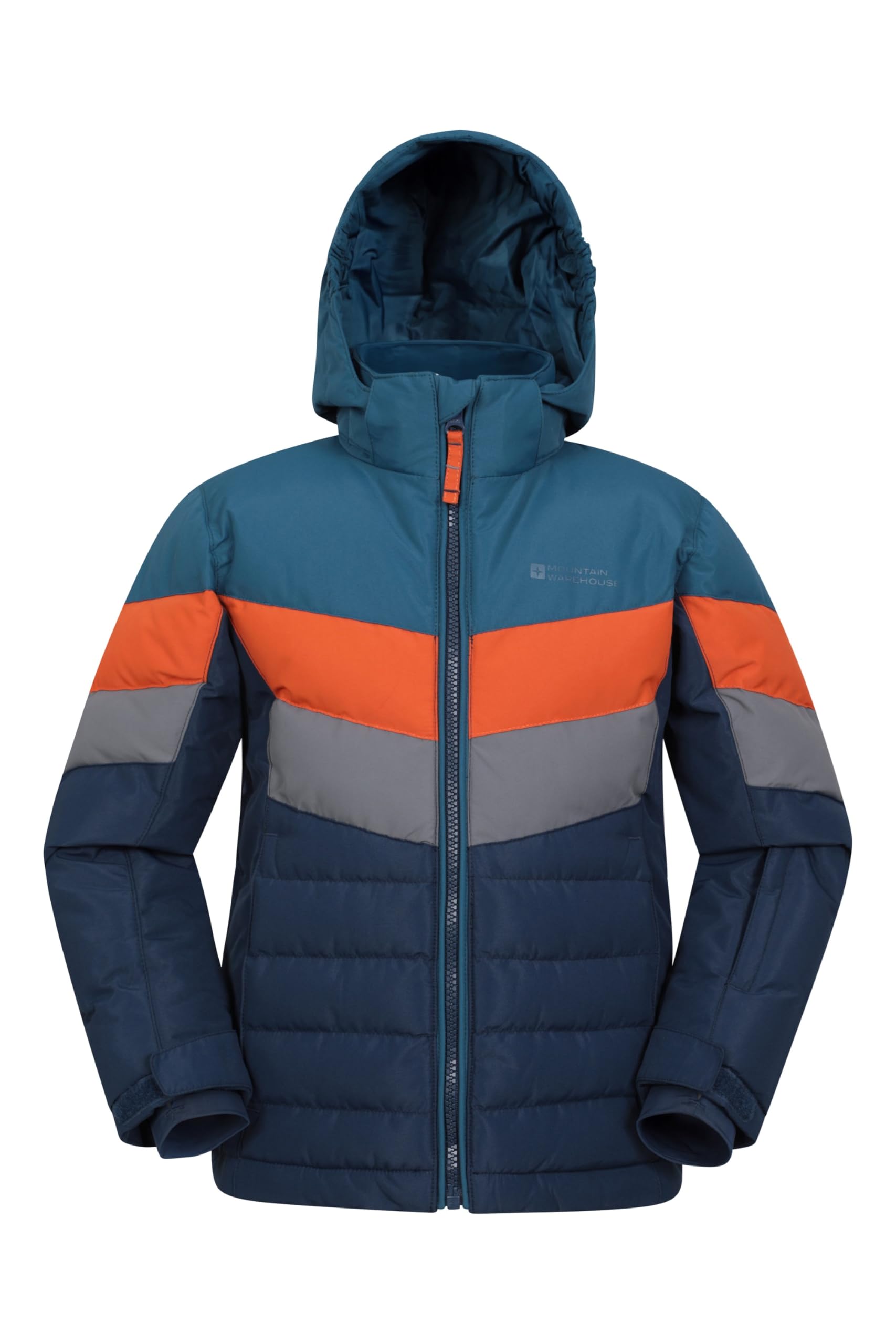 Mountain Warehouse Boys Medium Grey Jasper Ii Kids Water Resistant Jacket - Breathable Coat With Snowskirt, Fleece Lining & Hood For & Girls - Best For Skiing & Winter Sports 7-8Y