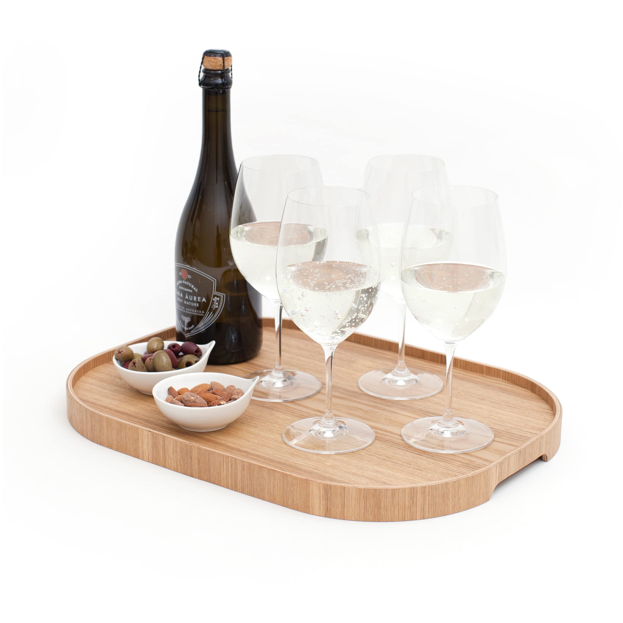 Vassoio da portata antiscivolo. Vassoio portatile per colazione, pranzo, cena. Legno di salice naturale. GRANDE (47x34x3 cm)