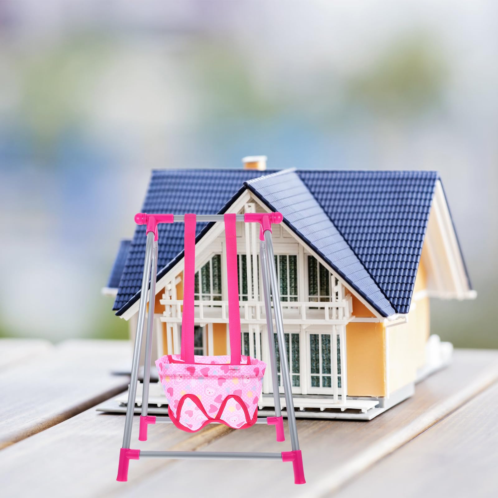 HEMOTON Dondolo per la casa delle bambole, accessorio per la casa delle bambole, altalena sospesa per bambole, modello in miniatura, modello di altalena in plastica per bambini
