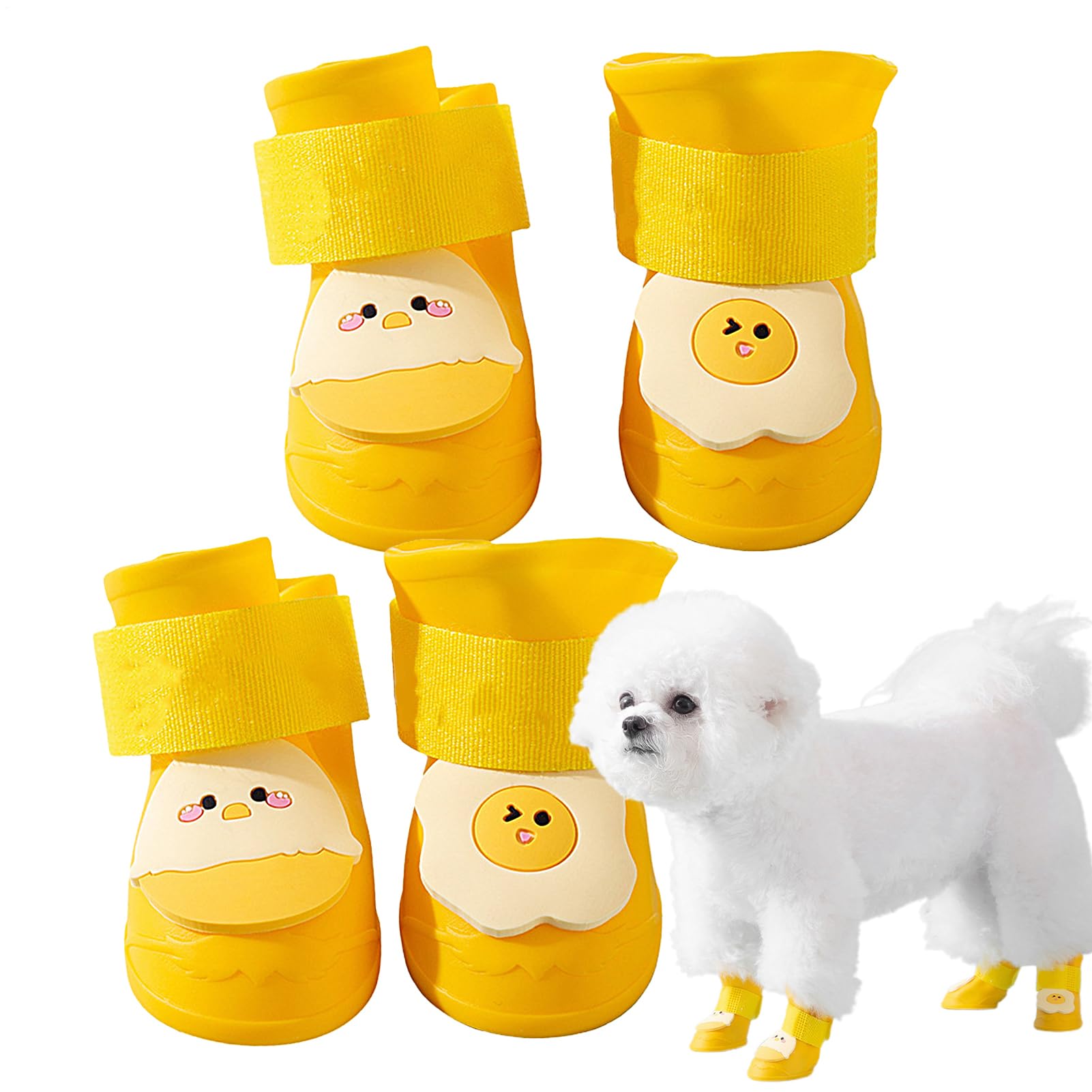 Dog Boots - 4 Pack Waterproof Silicone Paw Shoes | Anti Slip 3D Design Rain Footwear, Hot Pavement Outdoor Weather Protection Pet Booties for Medium and Large Animals Snow and Wet