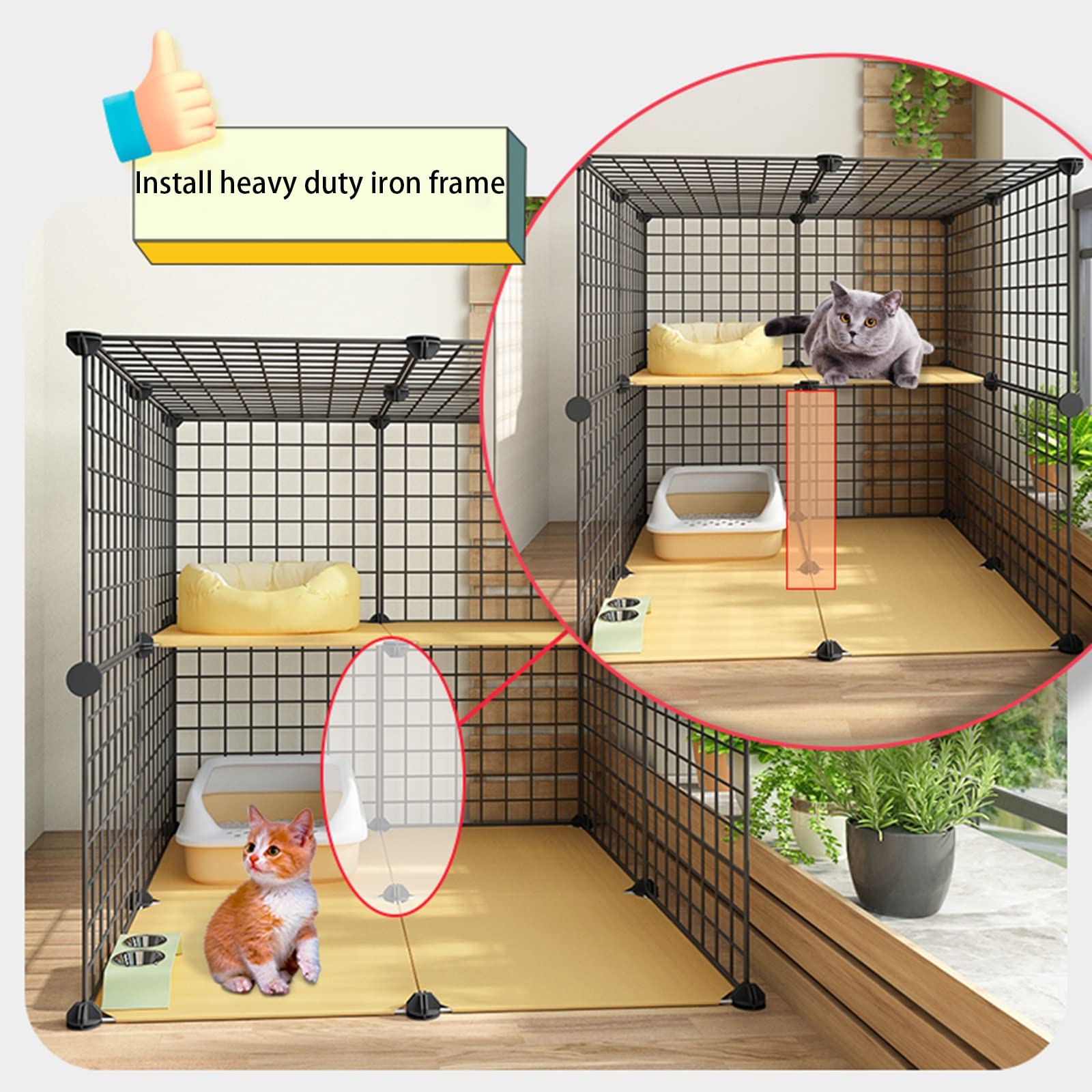 Jaulas para gatos, jaulas grandes para gatos de interior, transportín rígido para gatos, jaulas plegables para gatos, jaula para gatos de exterior, parque infantil para gatos (tamaño: 75 cm x 39
