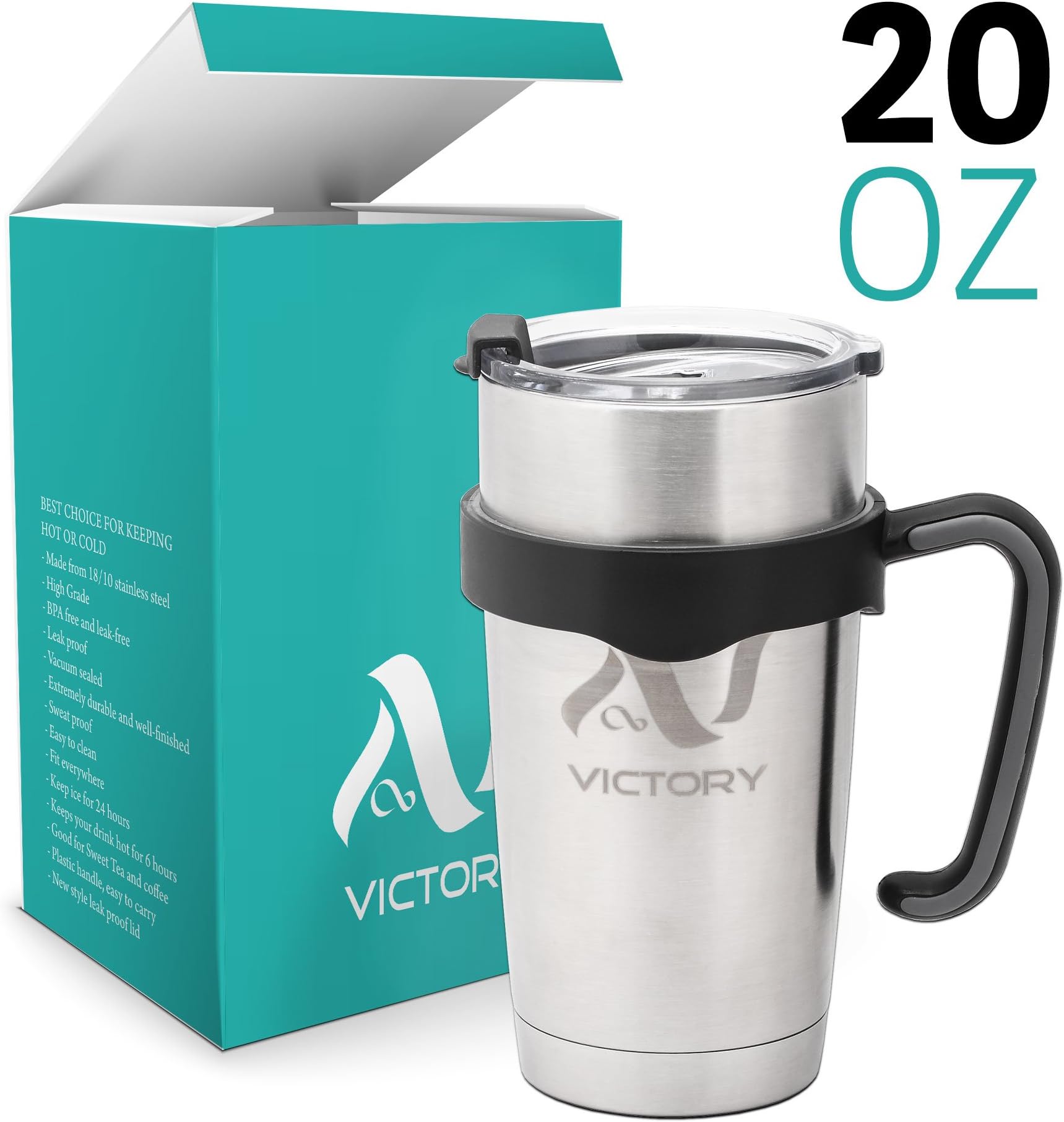 Best Travel mug Stainless Steel Tumbler 20 oz Double Wall Tumbler Vacuum Insulated Cup with Lid & Holder - Sweat Free Durable Stainless Thermos & Cooler - Best for Travelling and Everyday Use