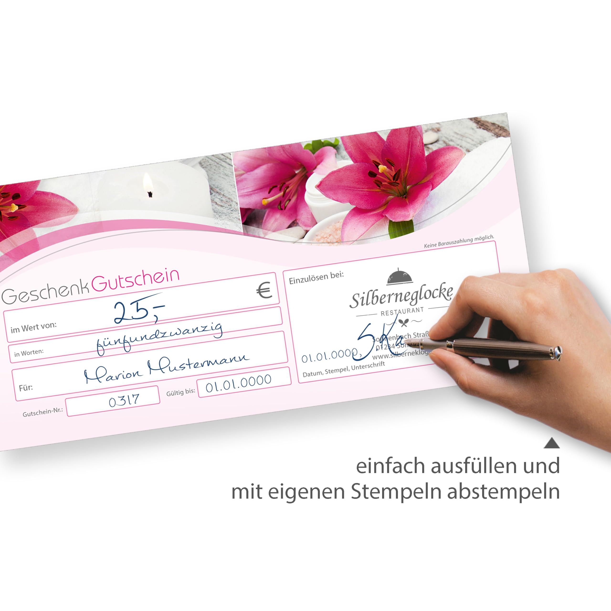 tatmotive Geschenk-Gutscheine Massage + Wellness, 1000 Stück, einfach Werte eintragen, für Massage & Beauty Gutschein-Karten