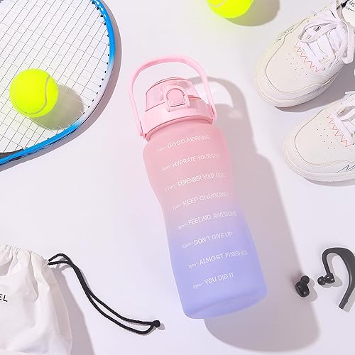 Miniatura 2 de Laster Botella de agua motivacional grande de 64 onzas, medio galón, 2 litros, con marcador de tiempo para hidratación durante todo el día, con