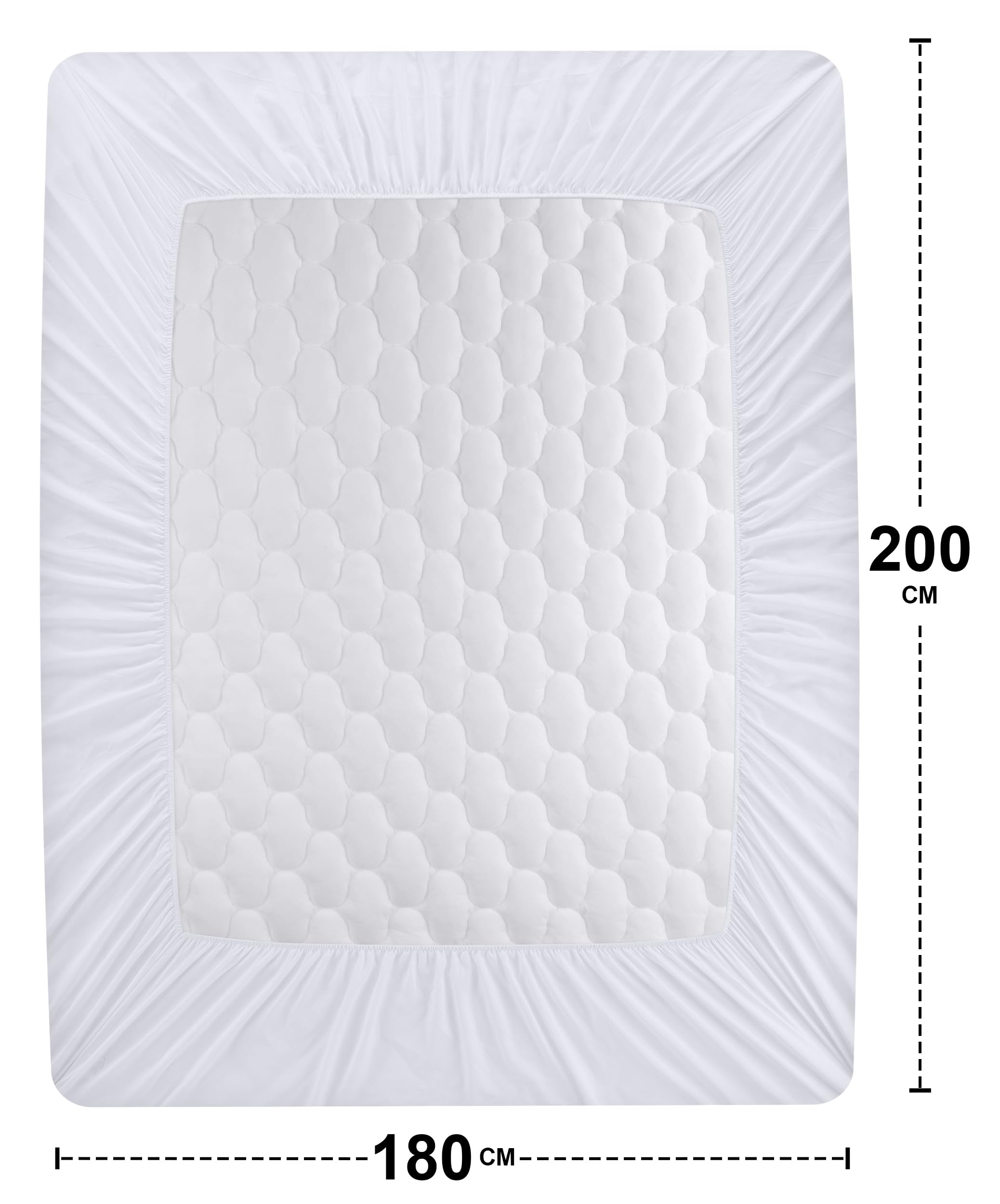 Utopia Bedding Coprimaterasso trapuntato impermeabile 180 x 200 cm, materassino elastico per materasso spesso 38 cm (Bianco)