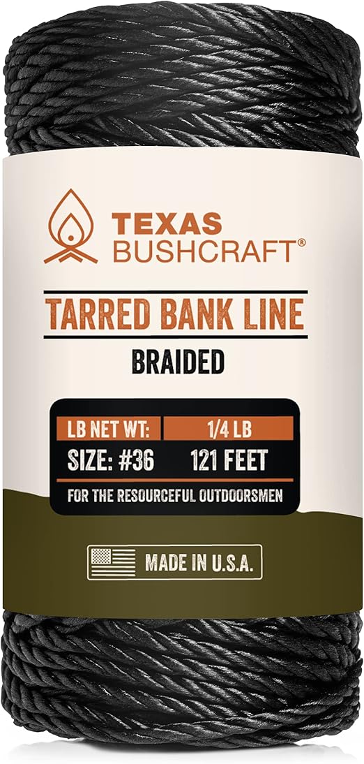 Texas Bushcraft Nylon 36 Twine (Black, 0.25 lb, Braided) HeavyDuty