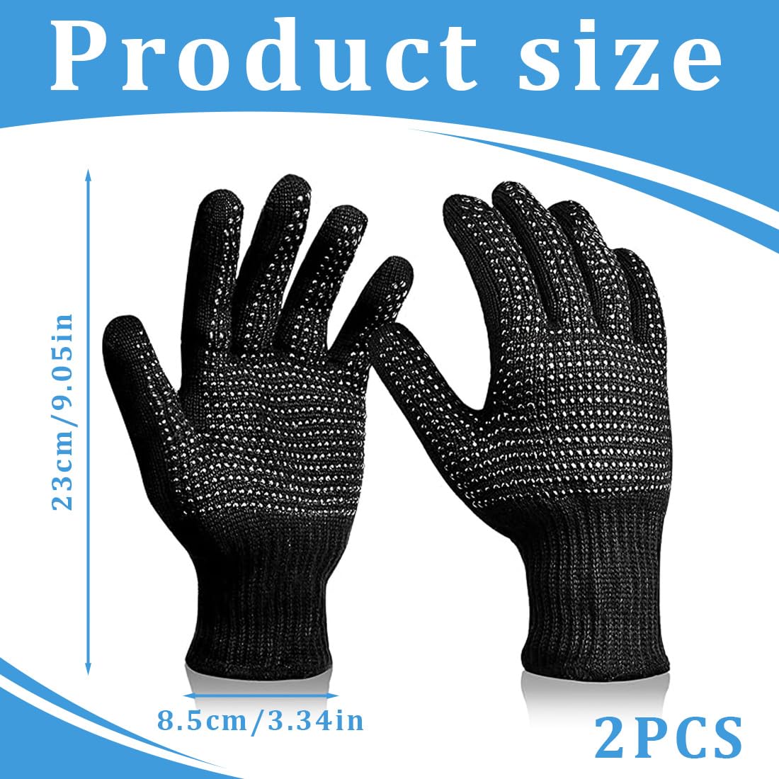 SGERUFZ 2 Pièces Gants Anti Chaleur, Gants de Protection Thermique pour Fer à Lisser et Boucleur (Noir)