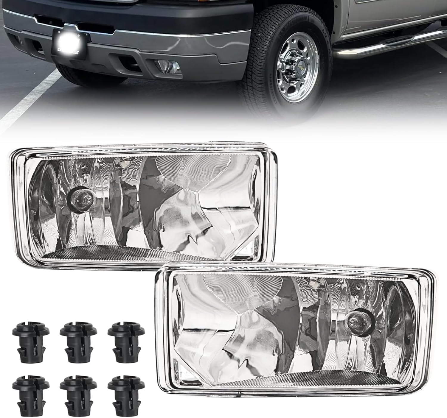 Fog Lights Assembly Compatible with 2007-2015 Chevy Silverado, Suburban, Tahoe, 2007-2013 Avalanche, Truck Fog Lamp Replacement Left And Right Side