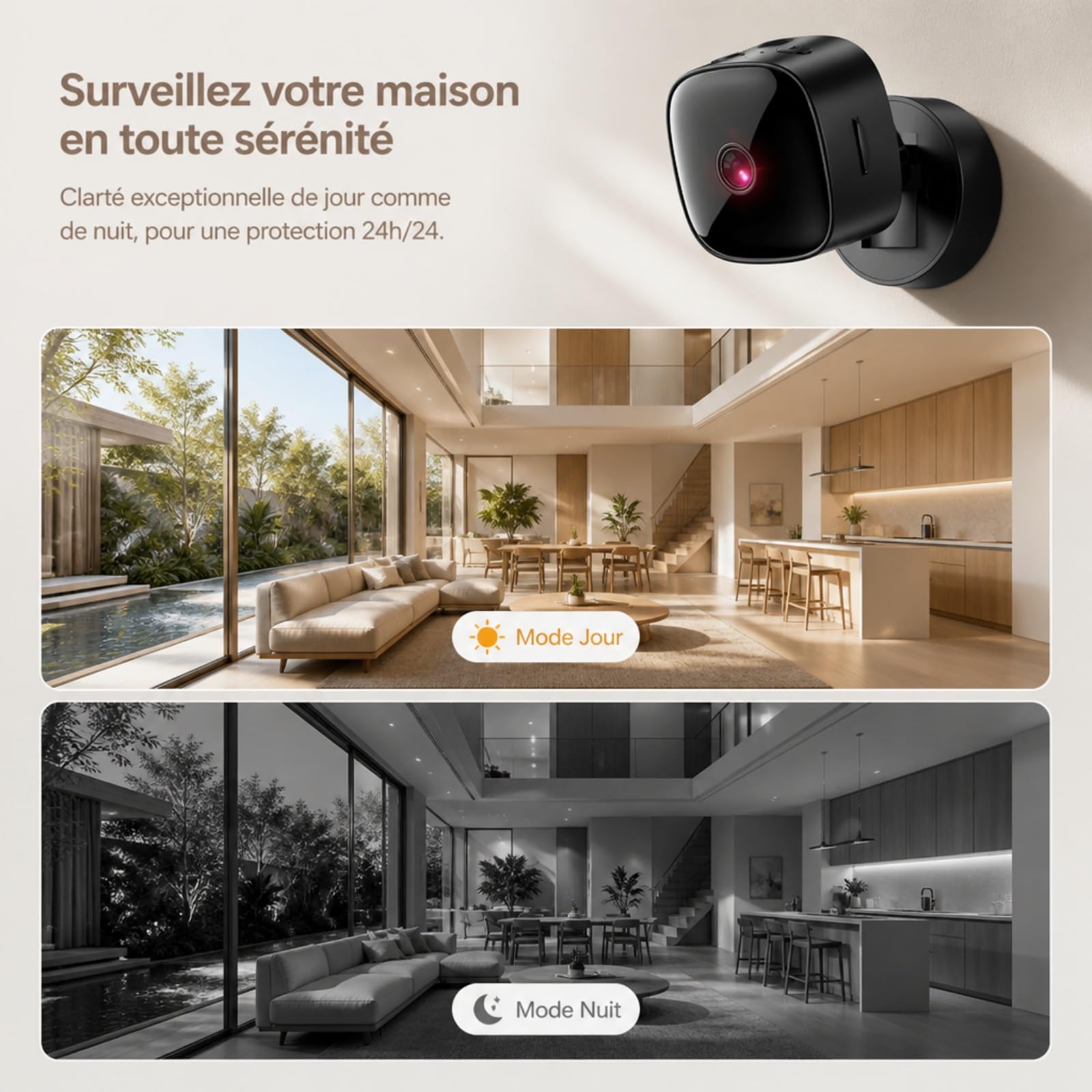 Générique Mini kamera bezpieczeństwa Wi-Fi, bezprzewodowy nadzór wewnętrzny 1080P