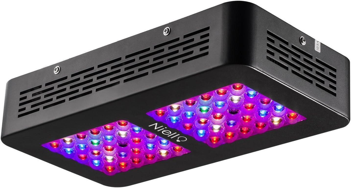 Niello 300W LED Grow Light, Professional LED Grow Lamp Dual Optical Lense-Series, Full Spectrum UV&IR Plant Grow Light with Switches for Indoor Greenhouse Hydroponic Garden Plants Veg and Flower