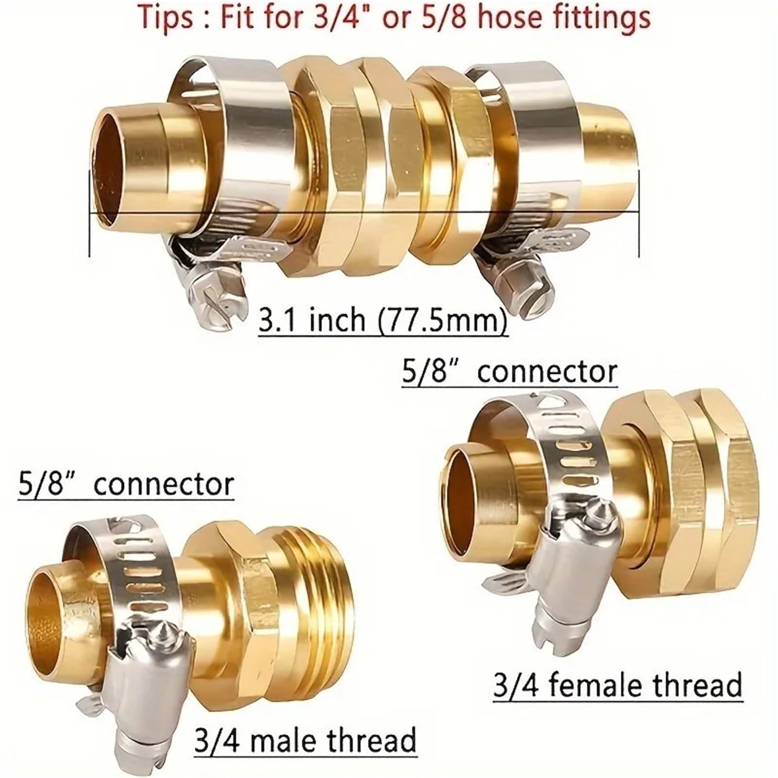 Lot de 8 connecteurs de tuyau d'arrosage avec collier de serrage pour une installation facile pour tuyau d'arrosage
