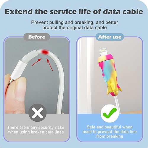 Miniatura 3 de CameCosy Funda protectora de cable 2 en 1 compatible con iPhone, Android, cable USB tipo C, 2 unidades de silicona estirable para cargador de cable