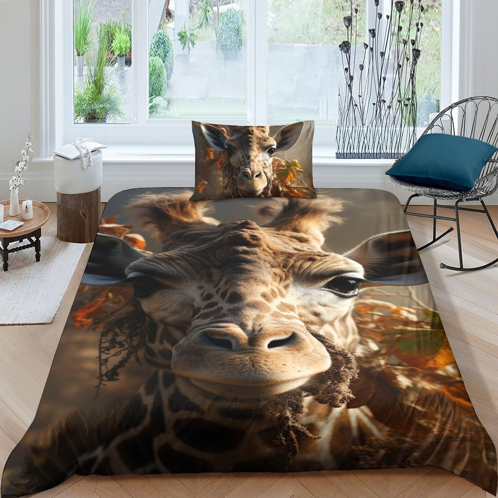 Parure de lit girafe microfibre anti-plis pour literie ado et adulte