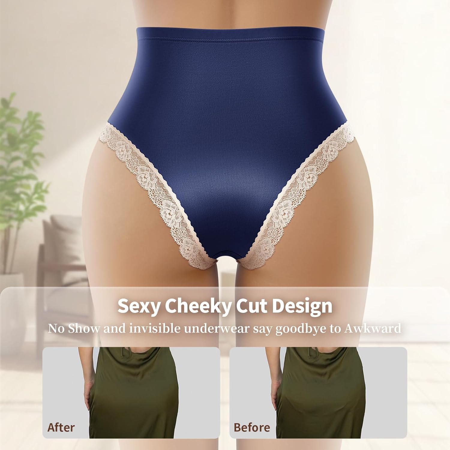 Women's Lace Underwear High Waisted Silky Soft Biniki Panties Breathable Sexy Ladies cheeky Briefs - Image 6