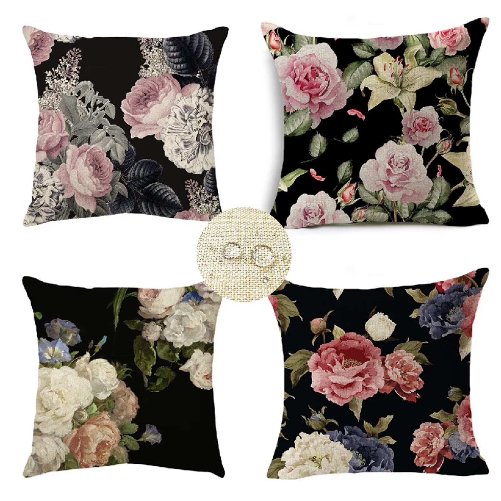 Federa per cuscino con fiori primaverili, 55 x 55 cm, confezione