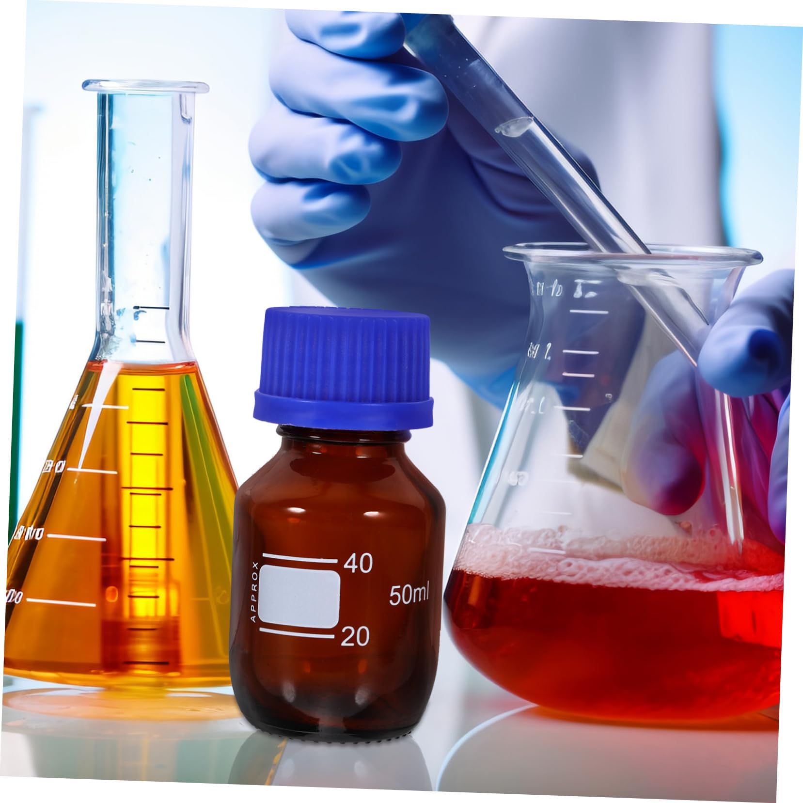 TOPBATHY 5 Sätze Reagenzflasche Mit Blauem Deckel Chemikalienflaschen Versiegelte Reagenzflasche Reagenzmedienbehälter Für Labore Messflasche Für Reagenzien Mit 2 Stück * 5