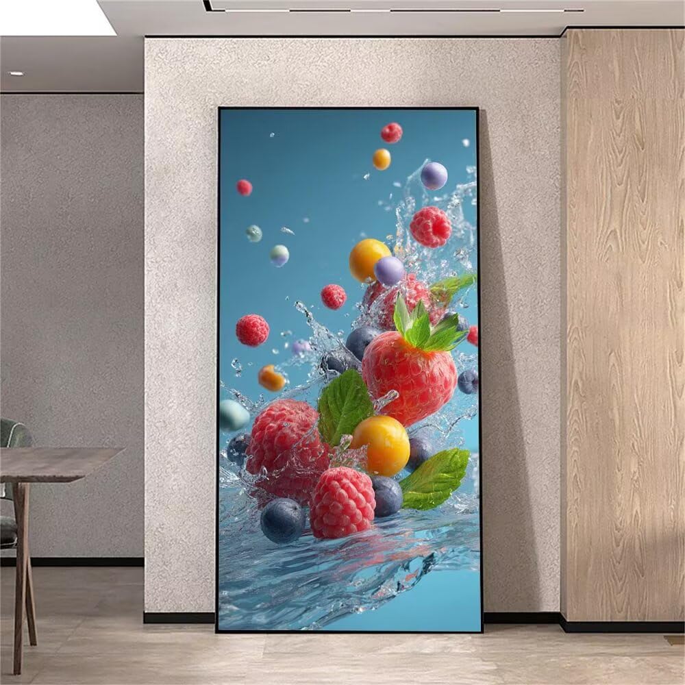 Dream Malowanie po numerach dla dorosłych, zestawy do malowania według numerów, DIY, cyfrowy obraz dla dorosłych, początkujących, z akrylem i pędzlami, truskawkowy obraz olejny do dekoracji ścian domu