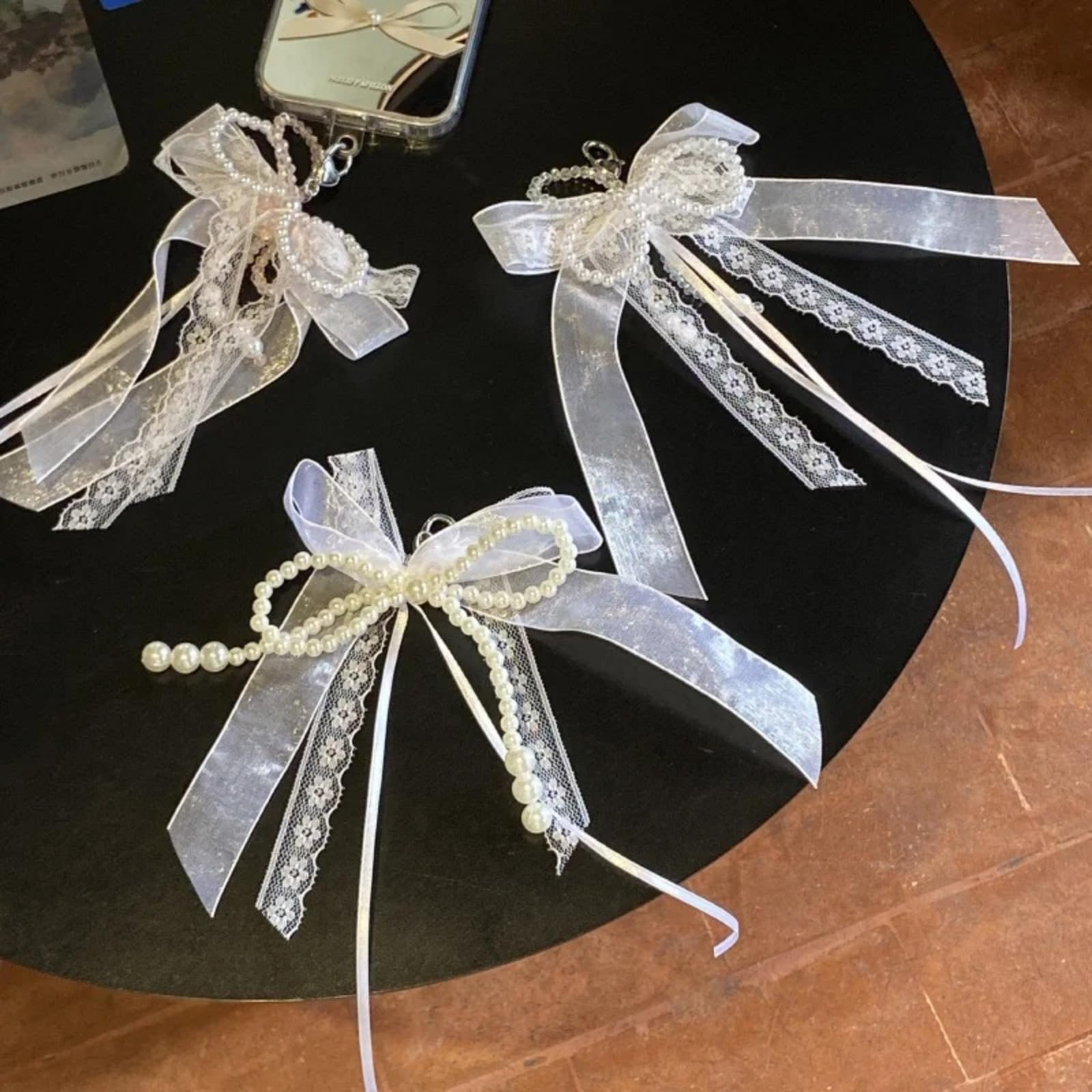 Cinta de encaje con perlas de 20/10 metros, 2 cm de ancho y organza de encaje, cinta decorativa para flores de boda, costura, manualidades, embalaje (4 rollos blancos)