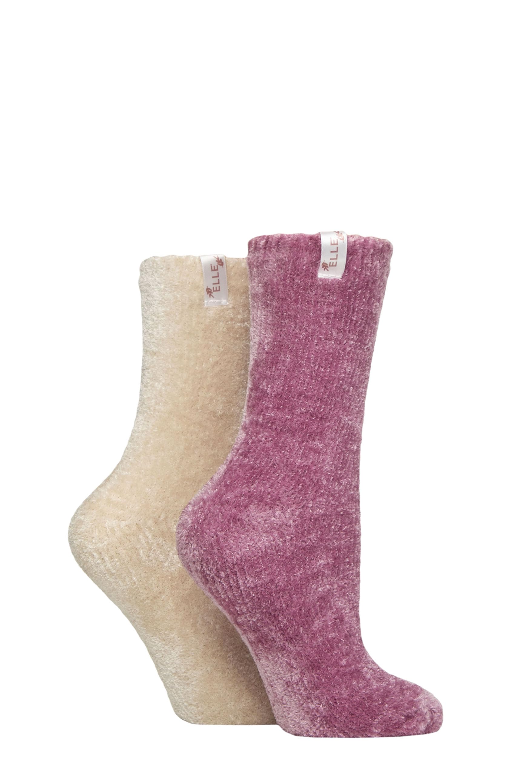 Elle Women's Smokey Pinks Super Soft Silky Cosy Chenille Leisure Socks Pack Of 2 Size 4-8 In Assorted Colours (Uk, Numeric, 4, 8, Regular, Regular, )
