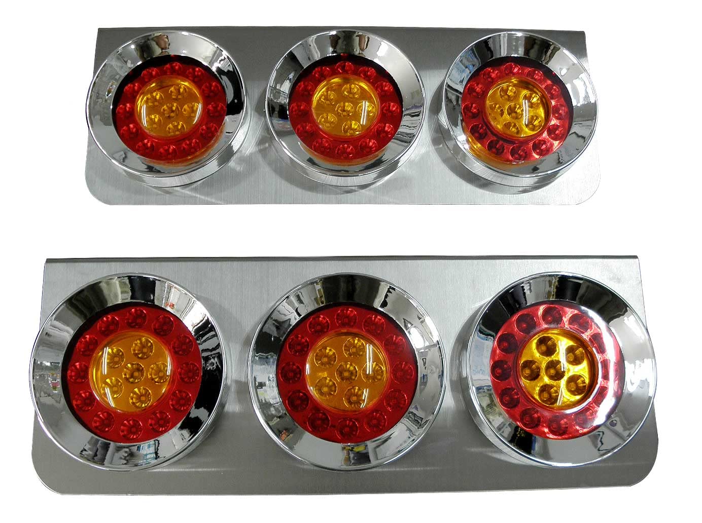 Amazon | 3連 LED トラックテールランプ 丸型 左右2個セット 薄型 