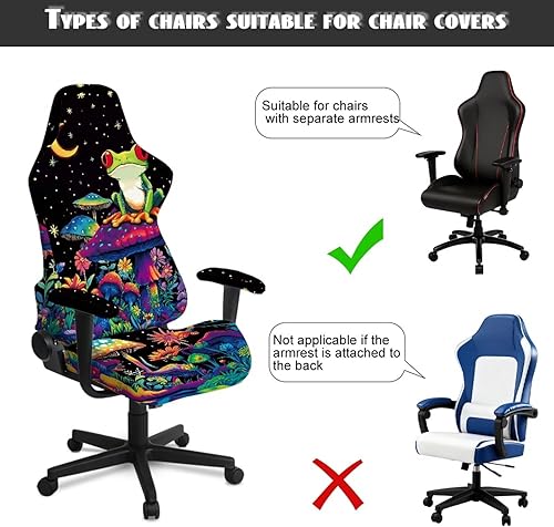Miniatura 7 de Mushroom Gaming Chair Slipcover with Zipper Vibrant Computer Chair Covers Strtchable Boho-Chic Ergonomic Gamer Chairs Protector for Adults