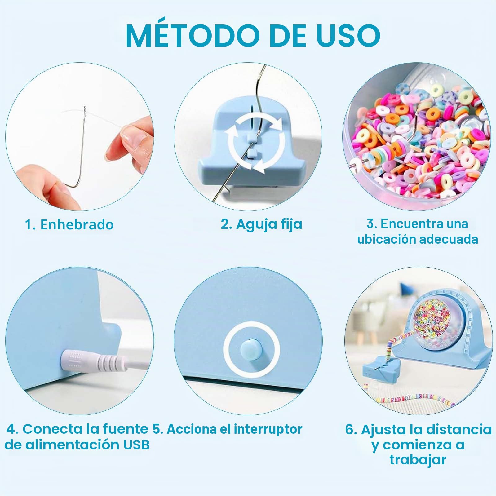 Colexy Juego de máquina de arcilla giratoria de cuentas eléctrica con 2 agujas de cuentas para pulseras, collares, fabricación de joyas