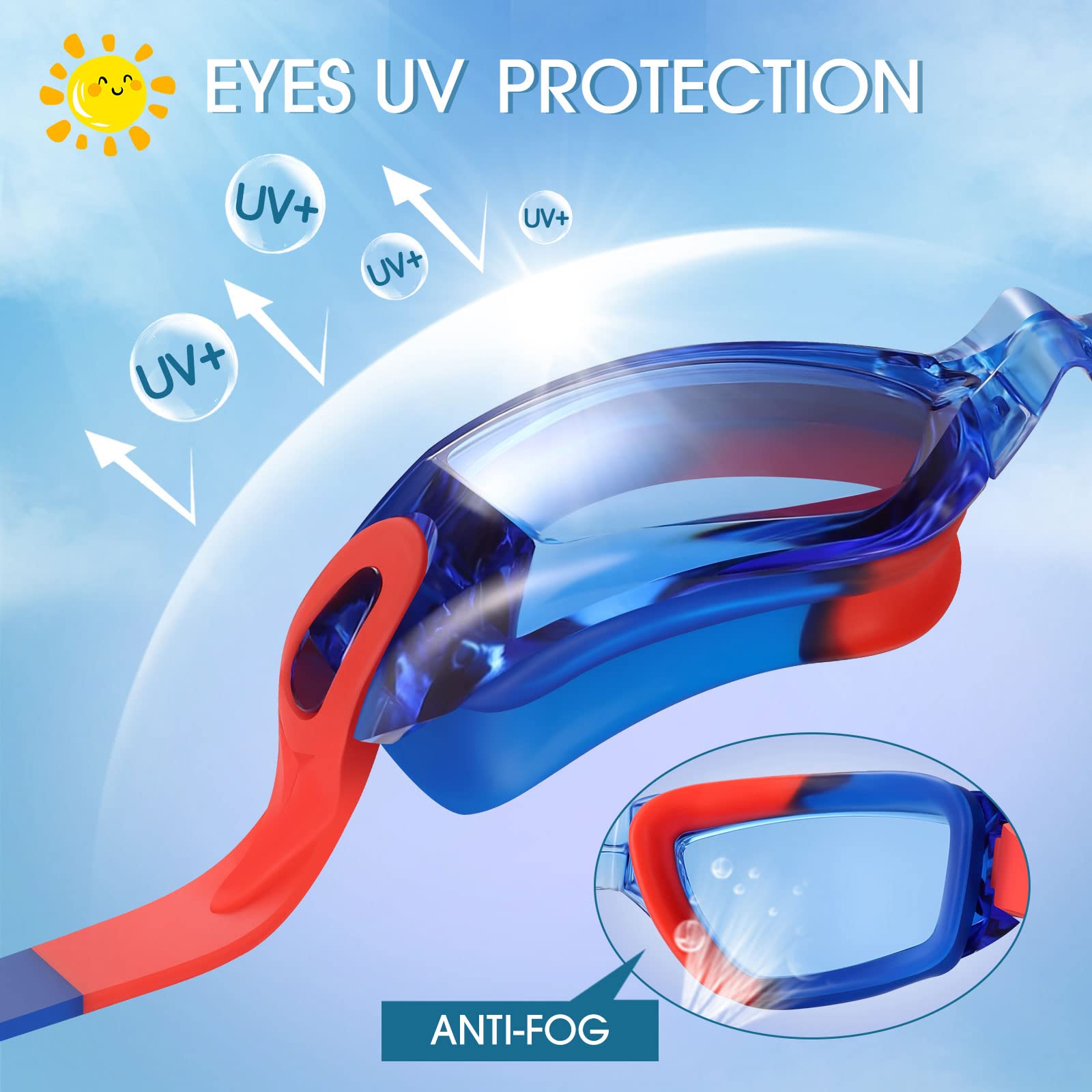 Vatefery Kids Swimming Goggles 2-Pack Swimming goggles kids 6-14,UV Protection,Anti-Fog,No Leaking kids goggles for Children Boys - Image 3