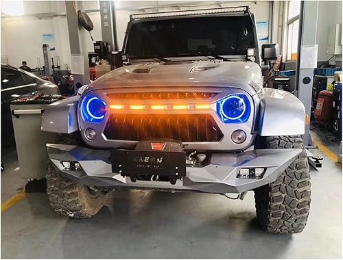 Miniatura 4 de Front Grille Guard Matte Black ABS Grill Grid Guard Front Hood Inserts Mesh Grille Frame Cover Compatible For Offroad Jeep Wrangler JK