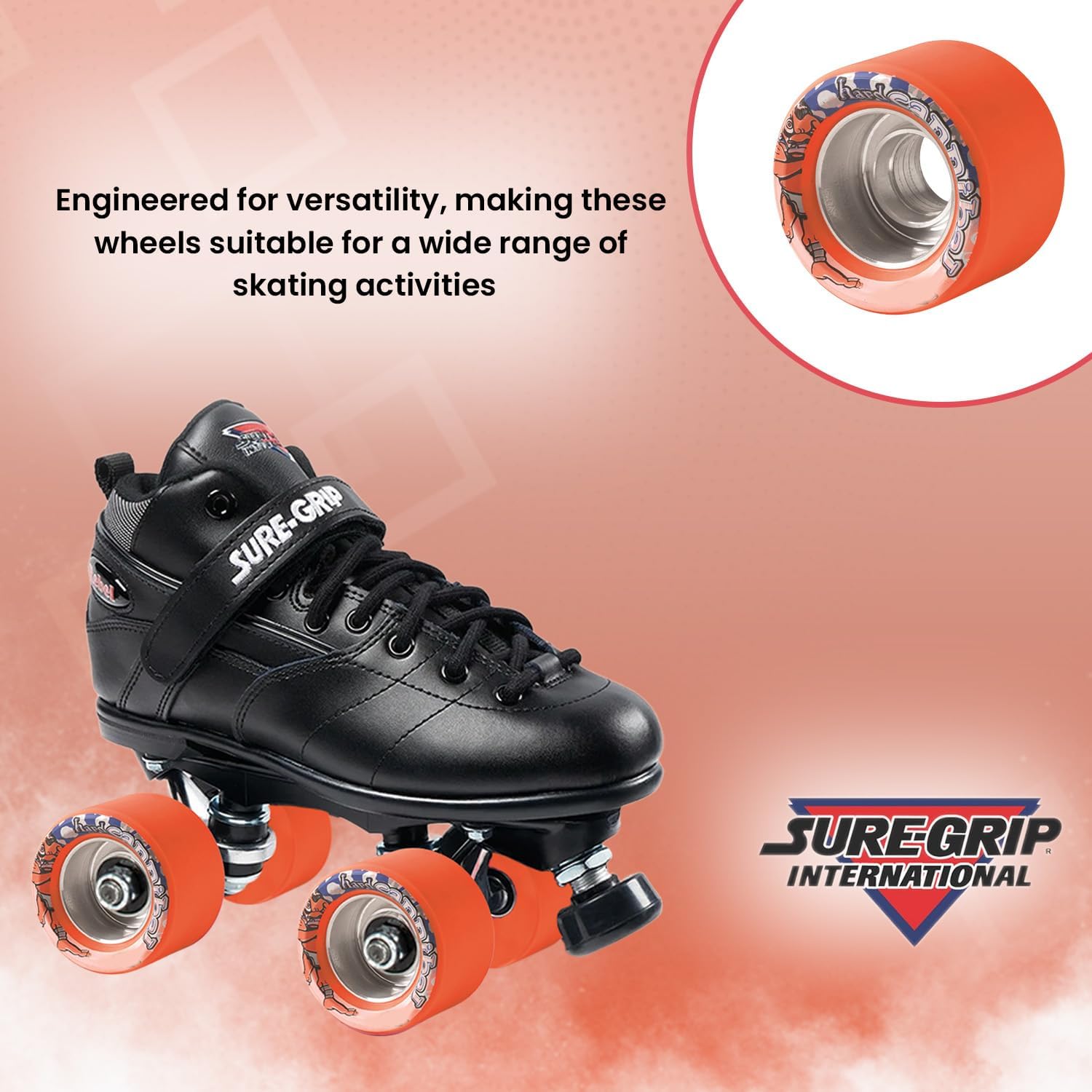 Sure-Grip Cannibal Indoor Wheels - Made with Voodoo-Thane Urethane - Aluminum Hub for Extra Speed & Control - Diameter of 62mm and Width of 42mm - Indoor Race Formula - Pack of 8 Wheels