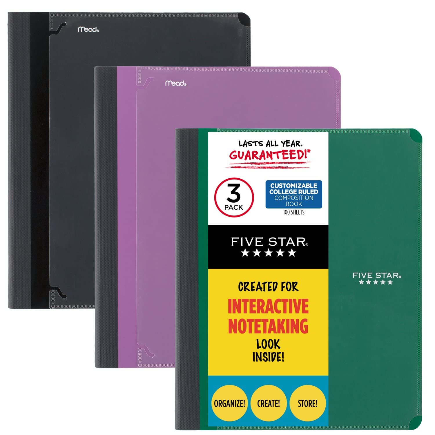 Five Star Interactive Notetaking Composition Books, 1 Subject, College