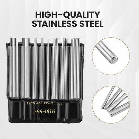 Brown & Sharpe 48-Piece Thread Measuring Wire Set with Portable Holder, 0.5mm to 6mm Range, Stainless Steel Thread Measurement Kit with 16 Different Diameters for All 60 U.S. and Metric Threads