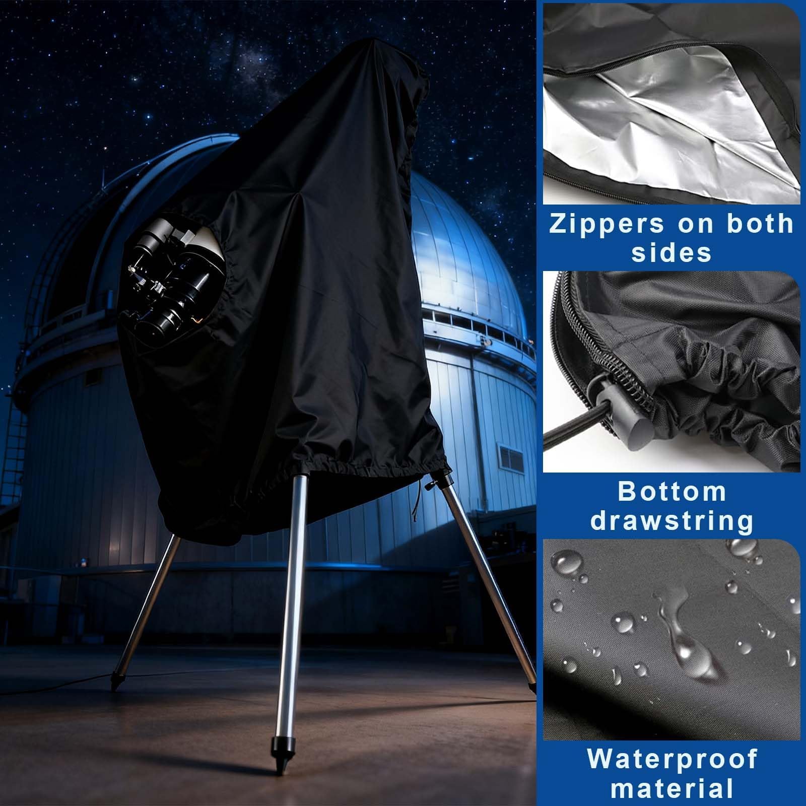 150 * 85 cm coperturaimpermeabilepertelescopio, 420D, coperturatelescopioperesterni, CoperturaProtettivadelTelescopio, Telescopio Antipolvere Copertura, impermeabile, antivento e antifreddo