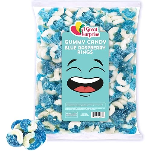 Miniatura 2 de Anillos de goma de caramelo anillos de goma de frambuesa azul anillos de goma azul y blanco caramelo azul gomitas de caramelo a granel 45 libras