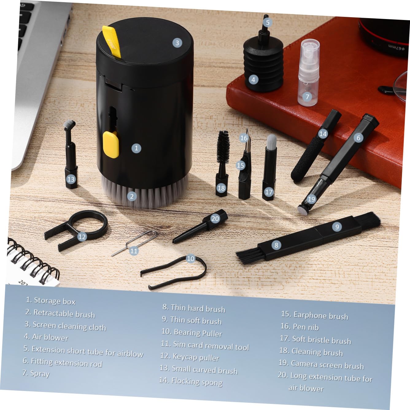 Hemobllo 2sets Pulizia Elettronica Per Laptop Cuffie Tastiere e Lenti Kit Portatile Con Accessori Per Rimuovere Polvere e Macchie Da Dispositivi Elettronici Soluzione Pratica Per