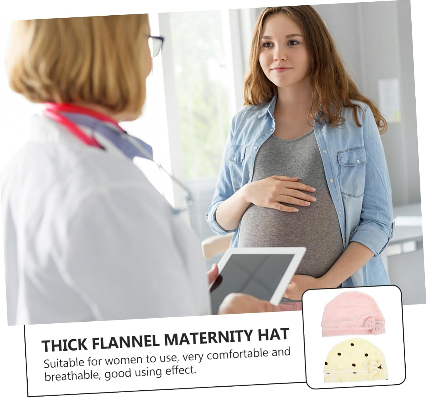LIOOBO 2pcs Flannel Maternity Hat Sleep Bonnet Women's Head Wraps for Postpartum Winter Confinement Random Color
