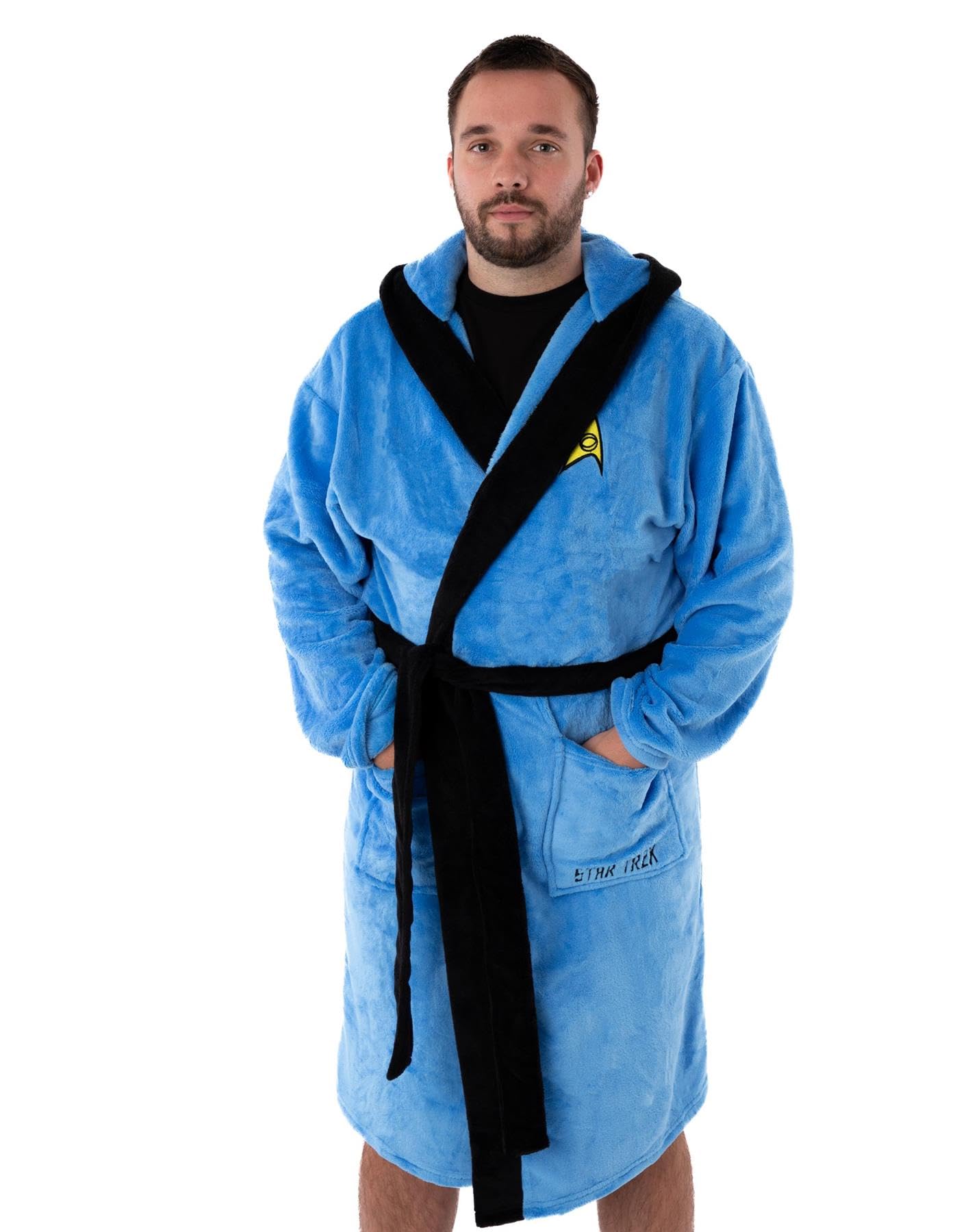 Star Trek Themed Hooded Bathrobe for Men - Blue - Size L