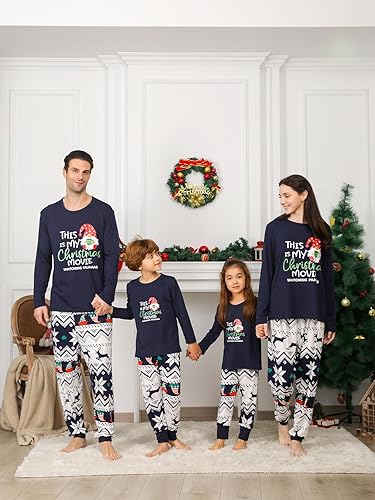 Miniatura 2 de Onancehim Conjunto de pijamas de Navidad para la familia, divertidos elementos navideños a juego estampados, pijamas de Navidad para adultos