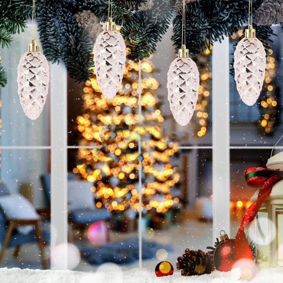 DECHOUS 10Pcs Plastic Pine Cones Ornaments for Christmas Tree Hanging Pendants Shatterproof Christmas Pinecone Baubles for Party Holiday Decorations - Image 2