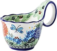 ALMA 2025 Decorative Ceramic Soup Bowl with Loop Handle - Microwave Safe 18oz Hand-Painted Spring Splendor for Soup, Cereal, Ice Cream