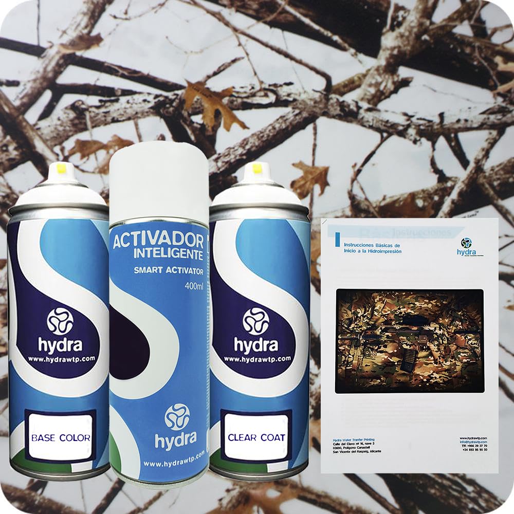 STARTER Kit Cubicatura Kit: Attivatore Spray 400 ml + colore di fondo + vernice + manuale di istruzioni+ pellicola cubicatura mimetico camo. Larghezza: 50 cm. Lunghezza: 200 cm (HCA-145)