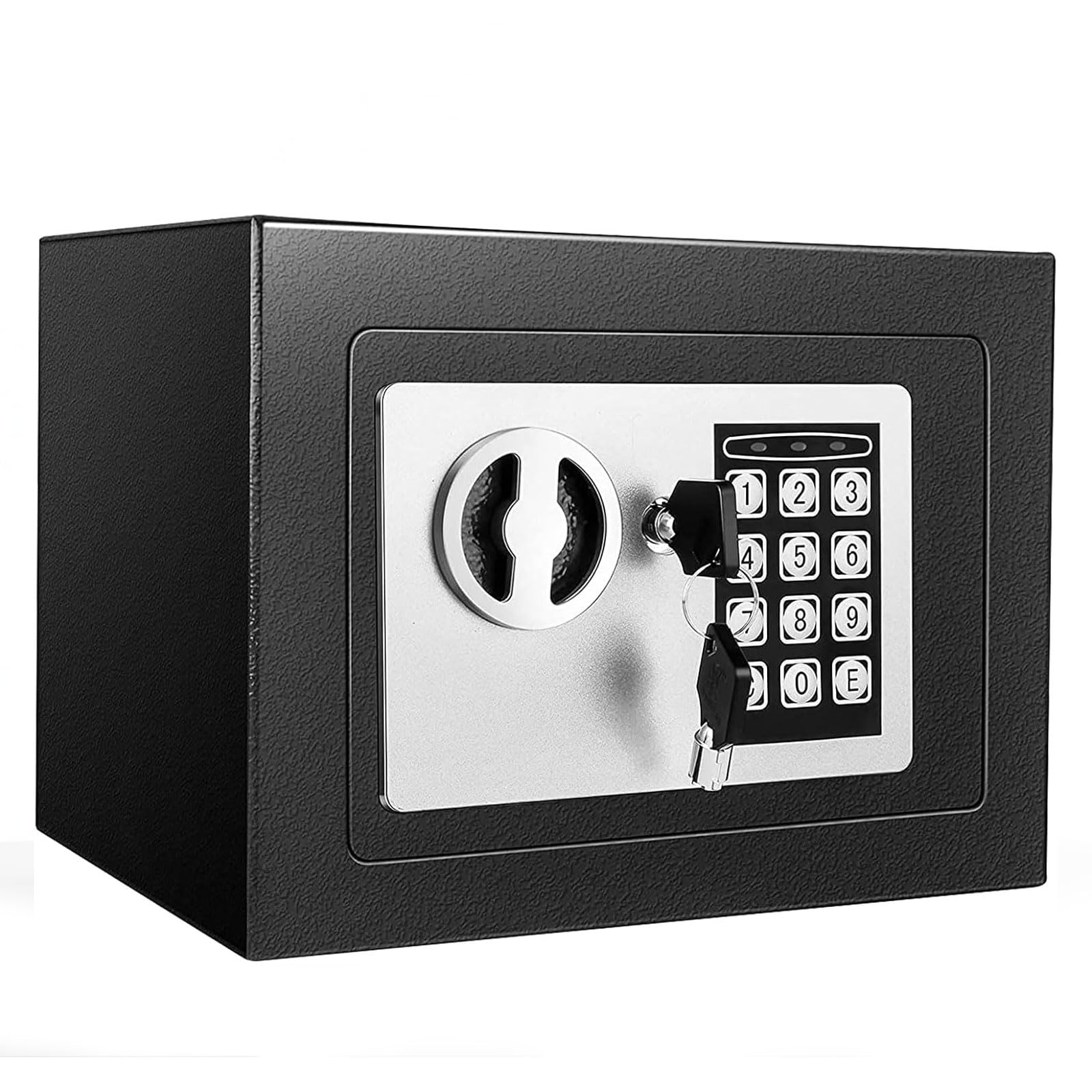 6.6L Digital Steel Safe, Electronic Deluxe Digital Security Safe Box, Steel Security Lock Box with Key, 23cm x 17cm x 17cm, Small Hidden Safe for Cash Jewelry