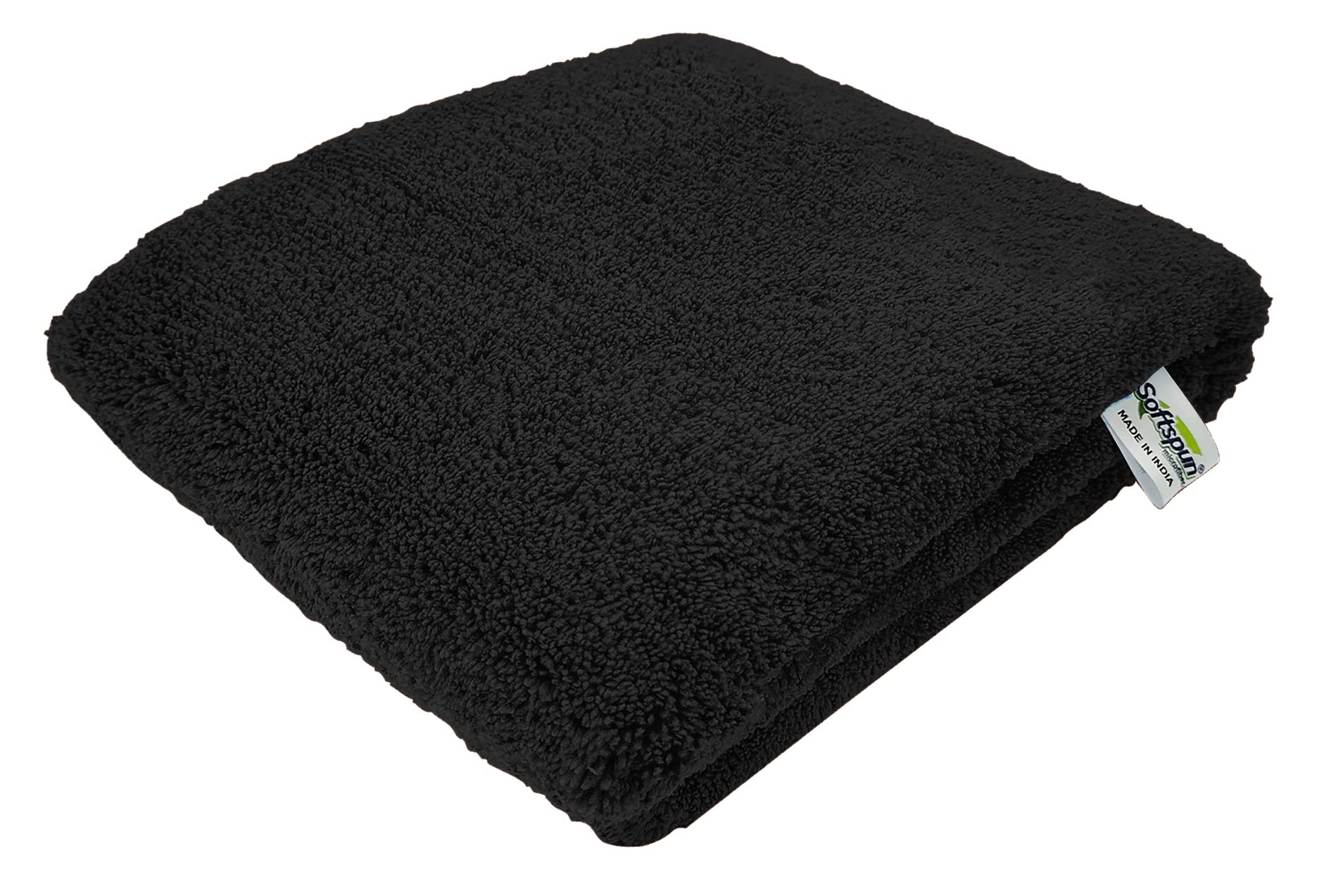SOFTSPUN Microfiber High Loop Gym&Sports Towels for Men & Women 1pcs Black 380GSM 40X60 cms Fast Drying Super Absorbent Lightweight & UltraCompact Sweat Towels for Working Out Camping Travel.