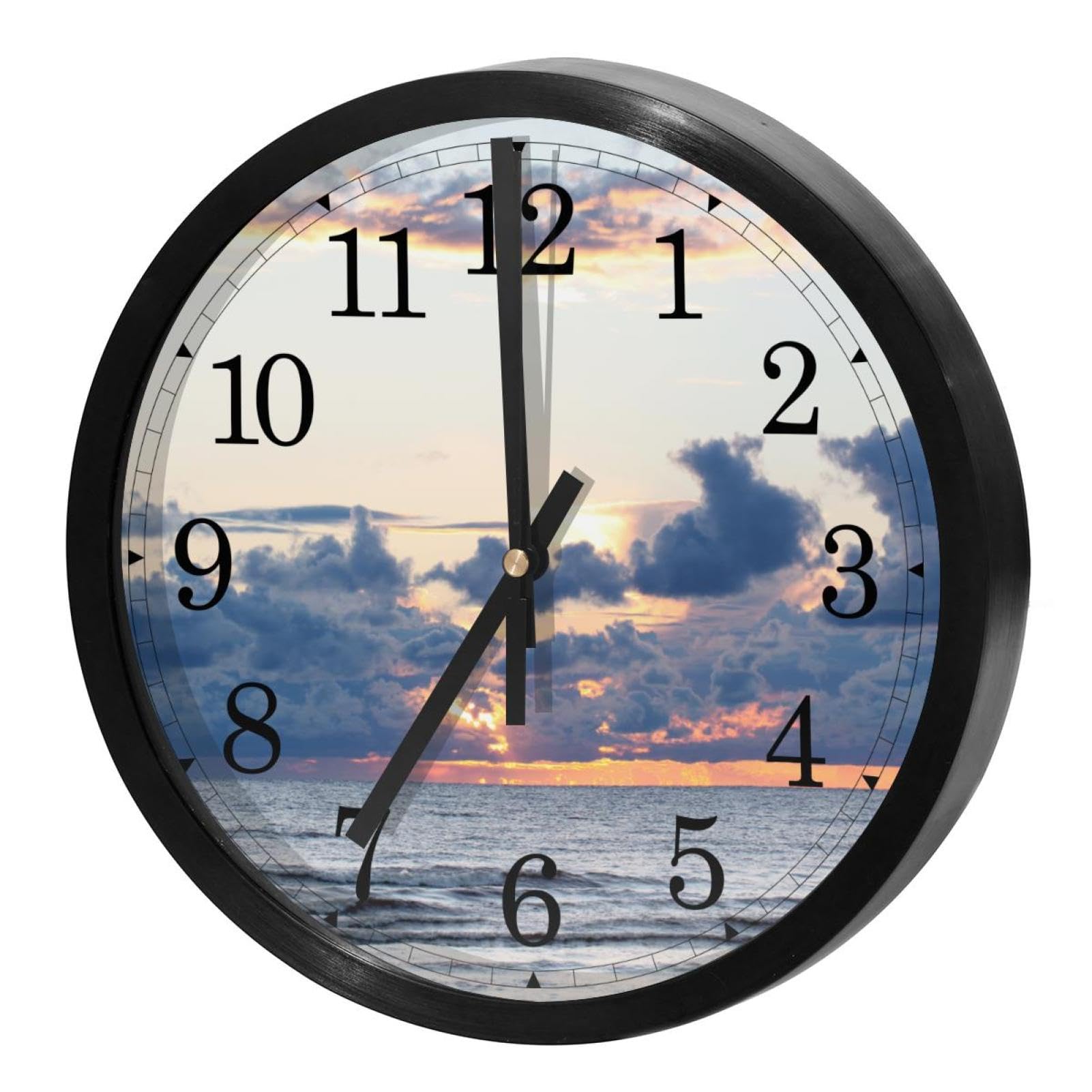 Horloge murale ronde pour cuisine et bureau vue sur la mer calme