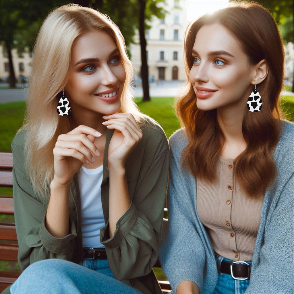 BOFILL Cow Print Earrings for Women Leather Teardrop Animal Cute Accessories Dangle Lightweight Funny Gifts - Image 5