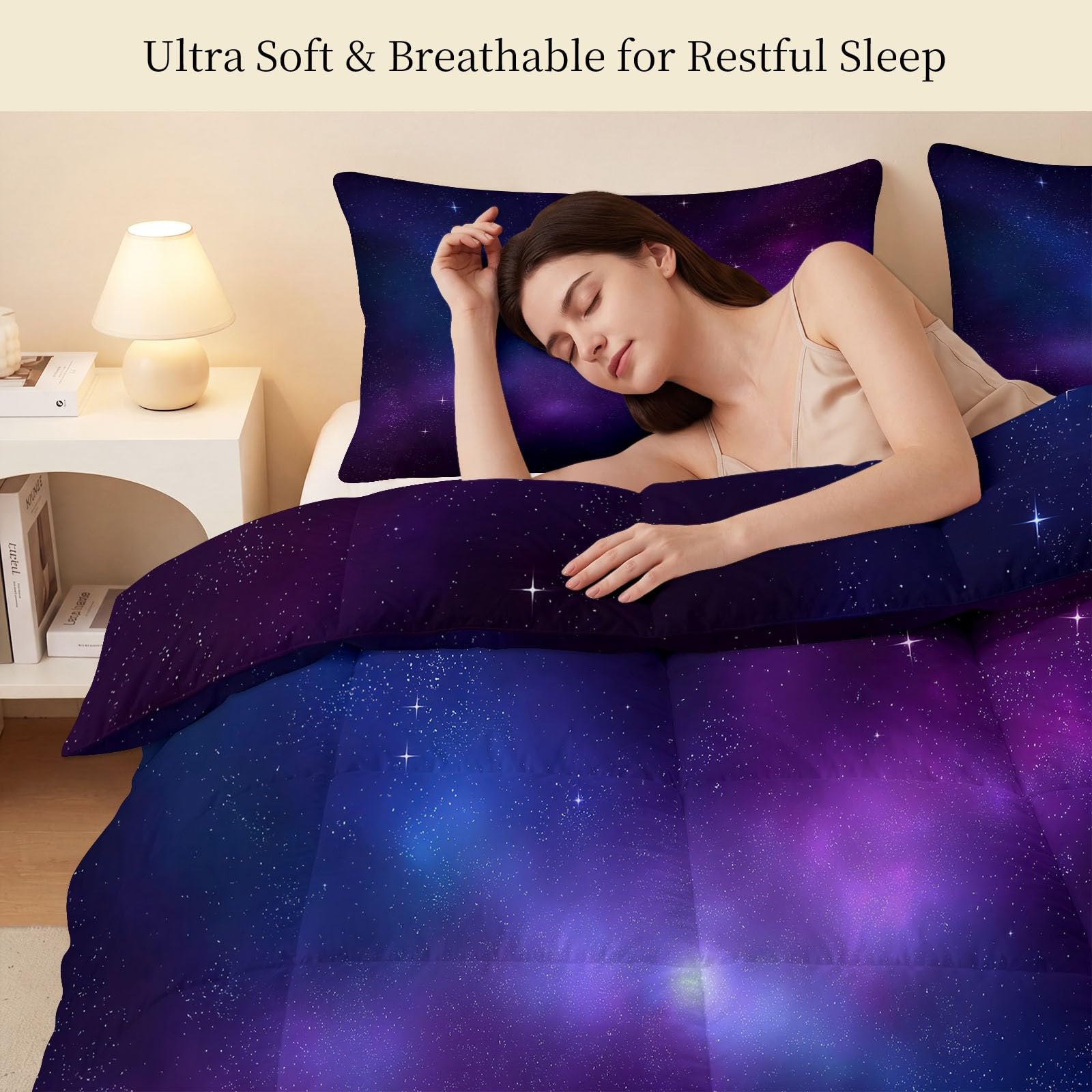 Bettdecke 135x200cm 4 Jahreszeiten, Universum Nebula Galaxie Vierjahreszeiten Steppdecke, Hautfreundlich Ganzjahresdecke Weltraum Sci Fi Design Bettdecke ohne Bezug Waschbar mit 2 Kissenbezug