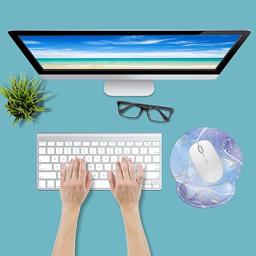 Miniatura 6 de Alfombrilla de espuma viscoelástica para mouse con soporte de muñeca, cómoda alfombrilla acolchada de 9 x 10 pulgadas, alfombrilla de mouse para