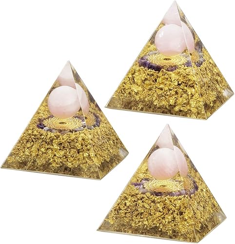 Miniatura 4 de Rockcloud The Crown Chakra Orgón Pirámide Bola de Cristal de Cuarzo Rosa Reiki Equilibrio Generador de Energía Mediación Yoga Decoración de Oficina