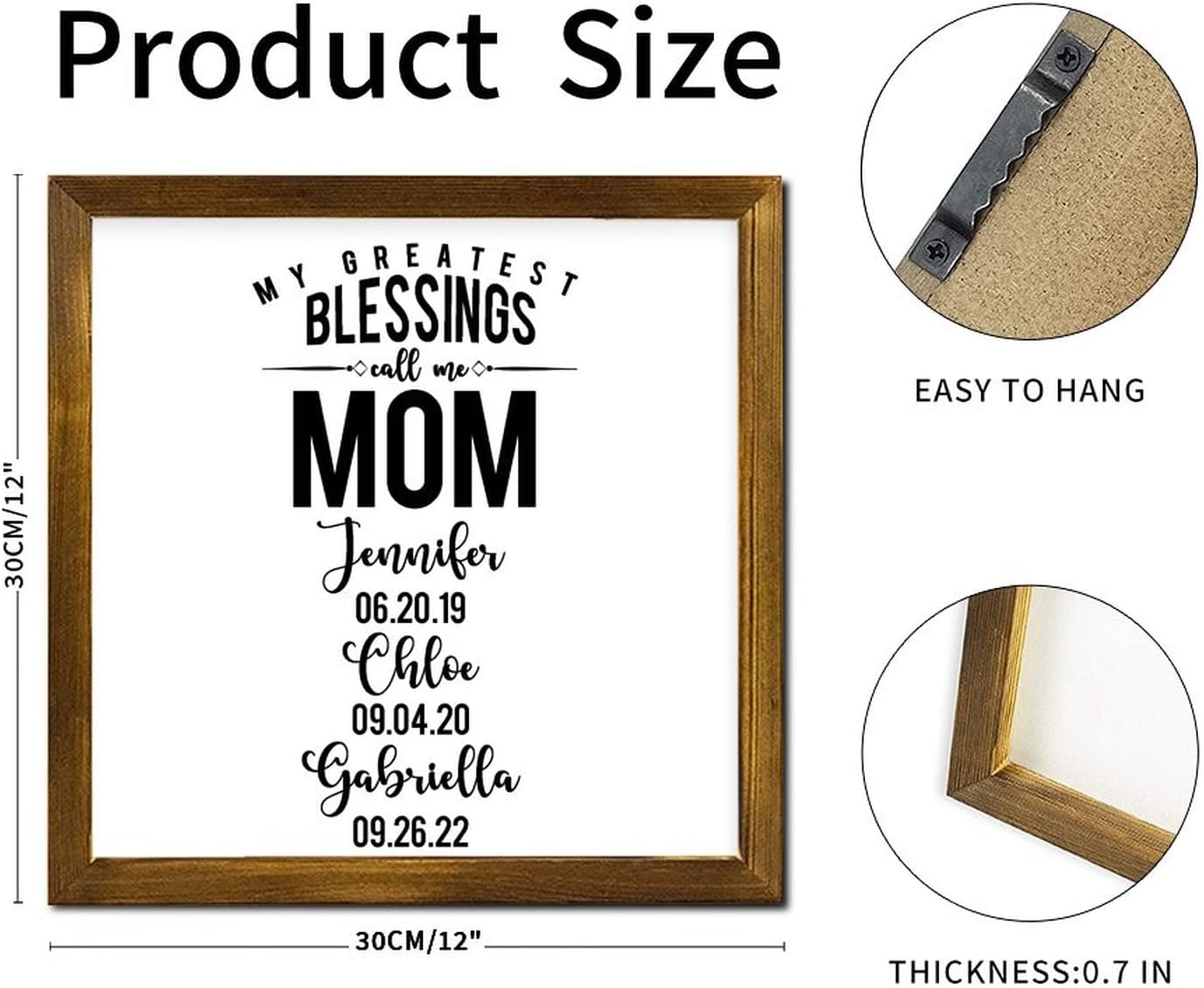 My Greatest Blessing Call Me Mom Wooden Framed Sign Christian Saying Welcome Sign Farmhouse Wood Decor Farmhouse Wall Hanging Plaque for Home Laundry Room Kitchen Bedroom Housewarming Gift 12x12 Inch