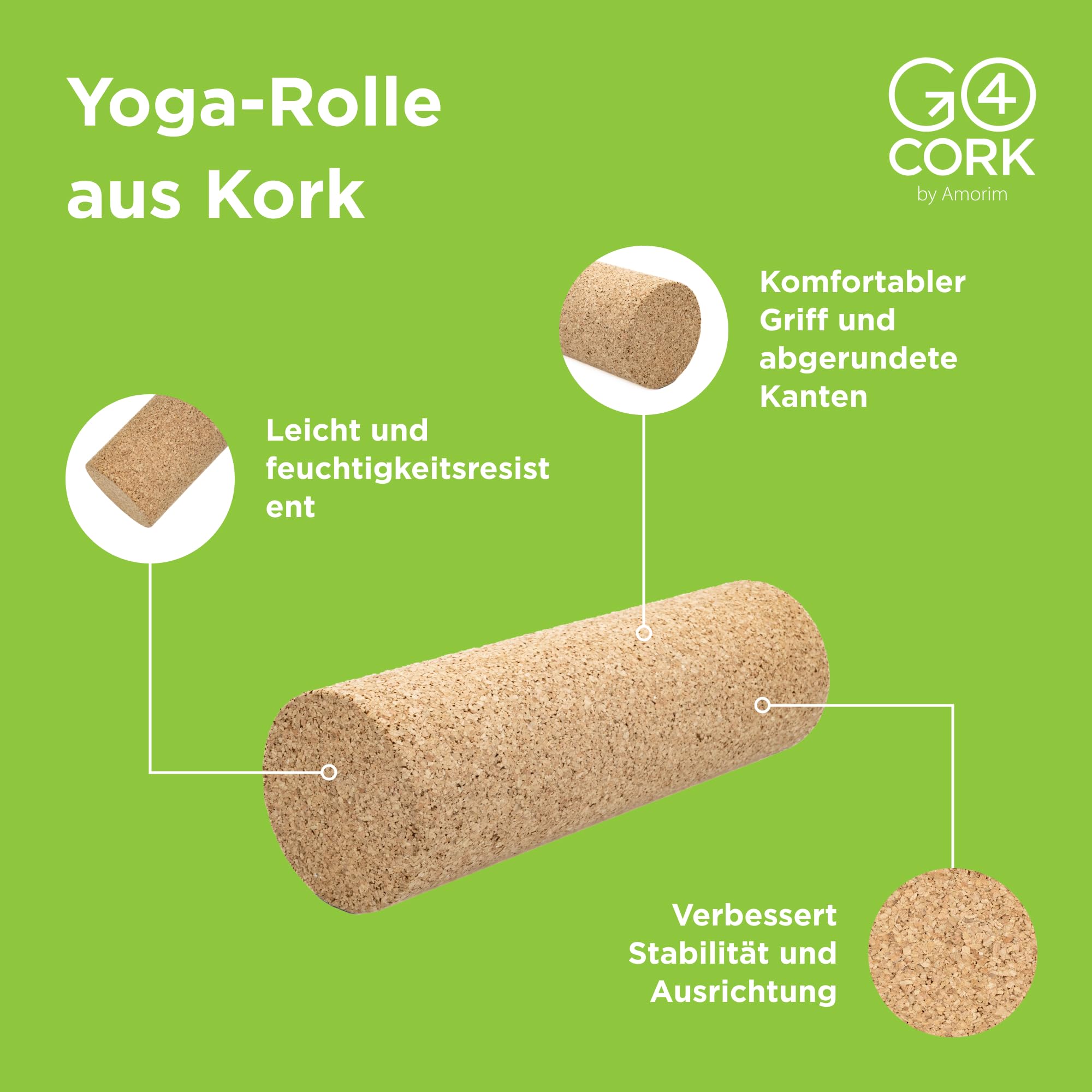 Go4Cork Premium Yogablock aus Kork für Yoga, Pilates & Meditation | rutschfest, hypoallergen, nachhaltig, ungiftig Yoga Block