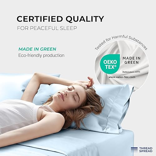 Miniatura 6 de THREAD SPREAD Juego de Sábanas de Algodón Egipcio 100% Tamaño King - Sábanas de Algodón Egipcio de Lujo de 1200 Hilos Tamaño King, Bolsillo Profundo